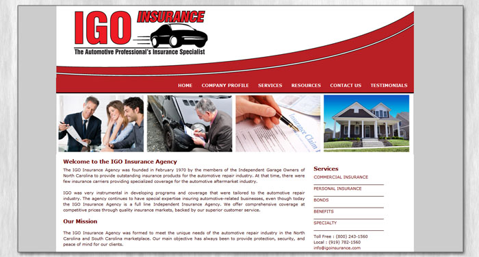 igonc insurance website design